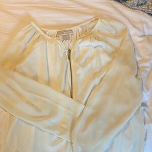 Michael Kors Cream Blouse with Gold Zipper